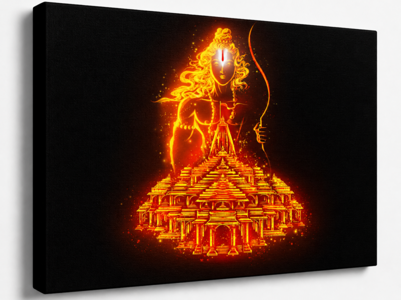 Jai Shri Ram - Bright Mandir Ayodhya Canvas