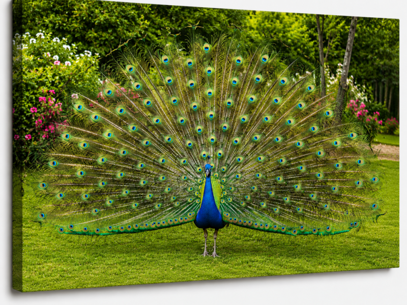 Peacock in Full Display Canvas Print