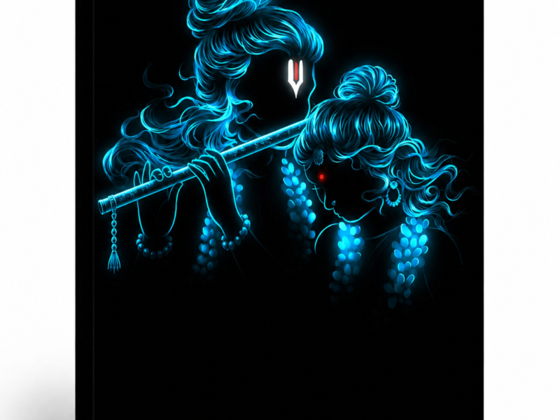 Radhe Krishna — Neon Glow Canvas