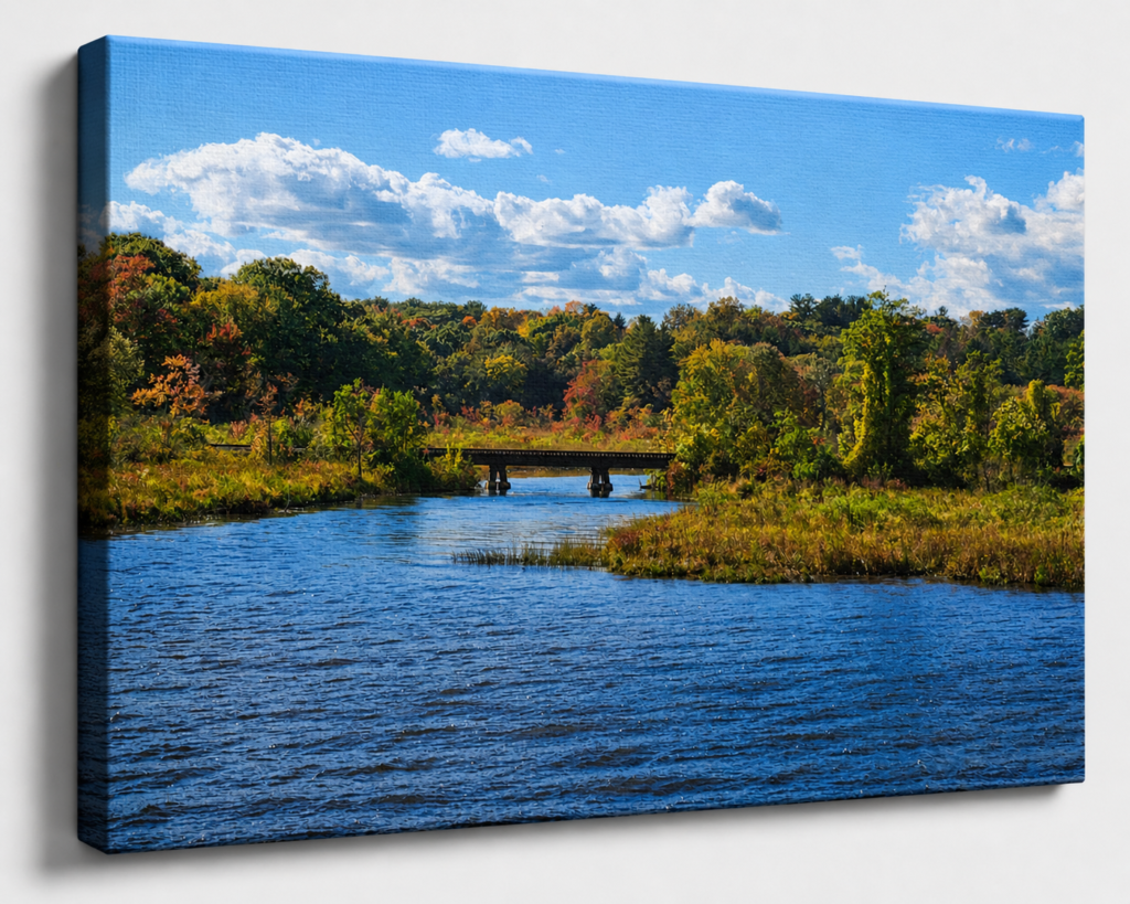 New England Autumn River — Canvas