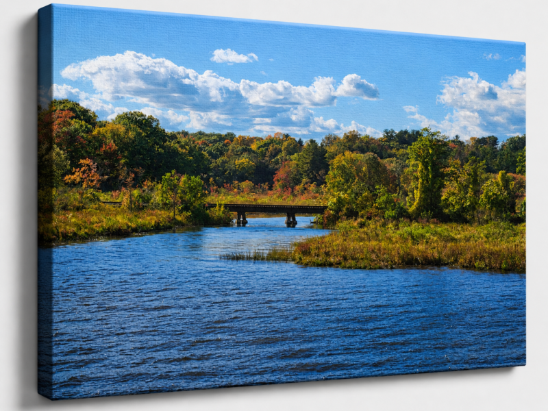 New England Autumn River — Canvas